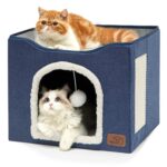 Taburete para mascotas Perrera para mascotas Taburete de almacenamiento plegable para interiores Perrera para perros y gatos, 41 x 41 x 35cm