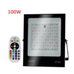 Luz de inundación LED cambiante RGB colorida con control remoto, 100W