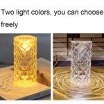 2 PCS SF-001A 1.5V Rose Luz ambiental Mesita de noche Lámpara de escritorio LED de cristal, 2 PCS  Yellow Light Without Humidifier - Imagen 4