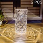 2 PCS SF-001A 1.5V Rose Luz ambiental Mesita de noche Lámpara de escritorio LED de cristal, 2 PCS  White Light Without Humidifier