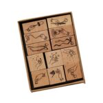 Juego de sellos combinados de haya vintage Juego de sellos de manual de madera, Finger Story