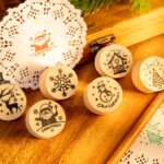 Juego de sellos de bricolaje de madera con ciervos copos de nieve de Navidad, 6PCS/Set