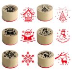 Juego de sellos de bricolaje de madera con ciervos copos de nieve de Navidad, 6PCS/Set - Imagen 2