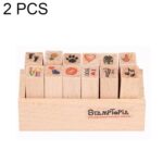 2 juegos D25 12PCS / Set Sellos de decoración de manual de dibujos animados de madera