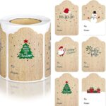300PCS / Roll Rectangular en forma de pegatinas de decoración de Navidad Cinta de etiqueta de regalo de vacaciones, Cowhide