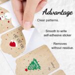 300PCS / Roll Rectangular en forma de pegatinas de decoración de Navidad Cinta de etiqueta de regalo de vacaciones, Cowhide - Imagen 4