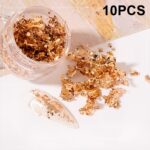 10 PCS K Gold Tin Foil Decoración de uñas Esmalte de uñas Adhesivo Adhesivo, 10 PCS Champagne Gold