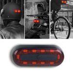 Luz de advertencia para casco de moto, luz trasera impermeable recargable por USB, 10 Beads
