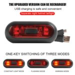 Luz de advertencia para casco de moto, luz trasera impermeable recargable por USB, 10 Beads - Imagen 3