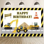 1,5 m x 1 m Serie de vehículos de construcción Fondo de fotografía de feliz cumpleaños Tela, 1.5m x 1m (Mdz00628)