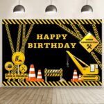 1,5 m x 1 m Serie de vehículos de construcción Fondo de fotografía de feliz cumpleaños Tela, 1.5m x 1m (MSD00212)