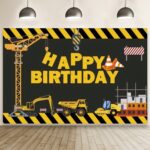 1,5 m x 1 m Serie de vehículos de construcción Fondo de fotografía de feliz cumpleaños Tela, 1.5m x 1m (Mdn08682)