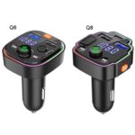 Coche Bluetooth Transmisor FM PD Luz ambiental de carga rápida, Q6, Q8 - Imagen 2