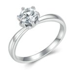 MSR006 Anillo de moissanita de seis garras de plata esterlina S925 Joyas chapadas en oro blanco, No.6
