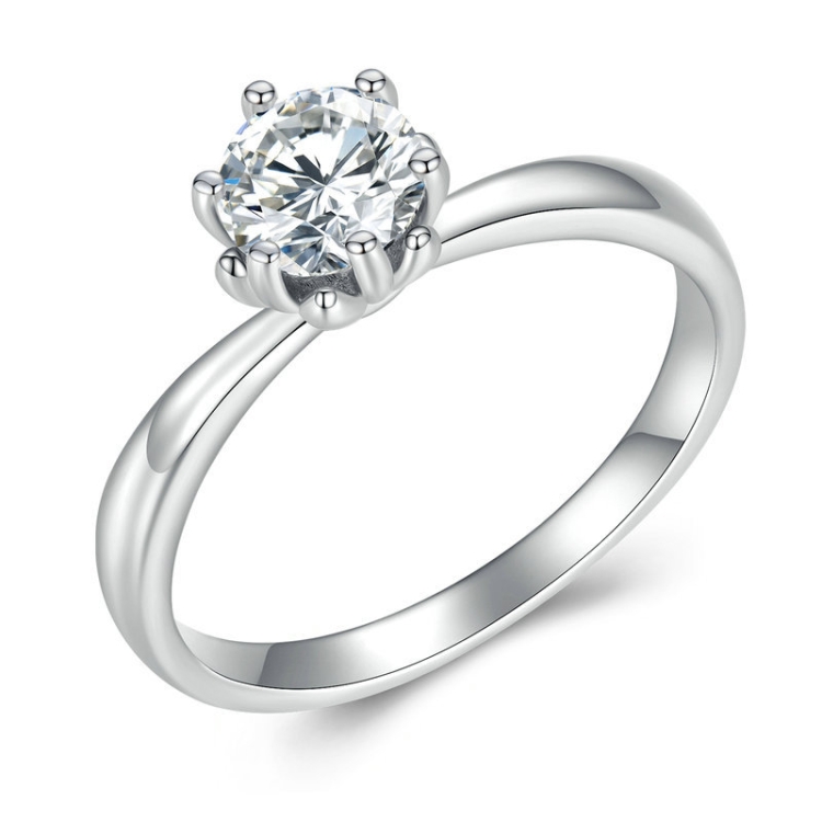 TBD0603140901.jpg MSR006 Anillo de moissanita de seis garras de plata esterlina S925 Joyas chapadas en oro blanco, No.6 - Imagen 1