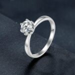 MSR006 Anillo de moissanita de seis garras de plata esterlina S925 Joyas chapadas en oro blanco, No.8 - Imagen 2
