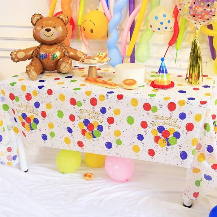 TBD0603141001A.jpg 2 uds. Manteles desechables para fiesta de cumpleaños, accesorios para fotos, 137x274cm, Colorful Wave Dot - Imagen 1