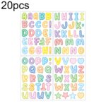 20 piezas ZPKTZM niños dibujos animados letras coloridas pegatinas DIY caja de almuerzo marca pegatina impermeable, Waterproof Sticker