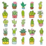 3 Sets 50PCS / Set Cartoon Cactus DIY Handbook Pegatinas decorativas Floral Laptop Etiqueta impermeable, Cactus - Imagen 3