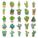 3 Sets 50PCS / Set Cartoon Cactus DIY Handbook Pegatinas decorativas Floral Laptop Etiqueta impermeable, Cactus - Imagen 4
