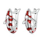 Pendientes Good Luck Koi de plata esterlina S925 con circonitas chapadas en oro blanco, BSE742