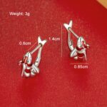Pendientes Good Luck Koi de plata esterlina S925 con circonitas chapadas en oro blanco, BSE742 - Imagen 3
