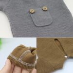 Ropa de fotografía para recién nacidos Mono de punto para bebé + Sombrero + Muñeco de ratón Conjunto de tres piezas, Mouse Doll Set (Grey) - Imagen 4