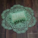Manta redonda de encaje hueco + traje de almohada atrezos para fotografía de bebés, Blanket Suit(Light Green)