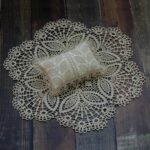 Manta redonda de encaje hueco + traje de almohada atrezos para fotografía de bebés, Blanket Suit(Khaki)