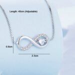 Collar de plata esterlina S925 Zirconia Infinity Heart Endless Symbol, BSN276 - Imagen 3