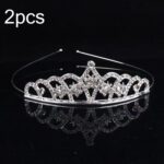 2 uds., banda para el pelo de corona para niña pequeña, adornos para el pelo de aleación, tocado de diamantes de imitación, Rhinestone Crown A