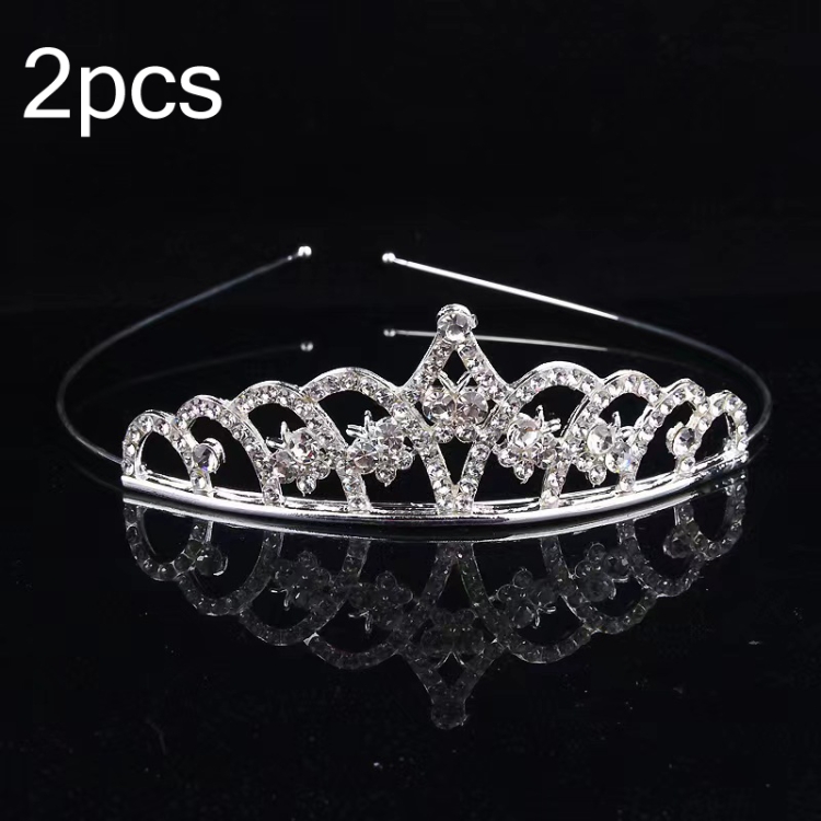 TBD0603156801A.jpg 2 uds., banda para el pelo de corona para niña pequeña, adornos para el pelo de aleación, tocado de diamantes de imitación, Rhinestone Crown A - Imagen 1
