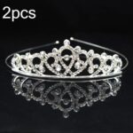 2 uds., banda para el pelo de corona para niña pequeña, adornos para el pelo de aleación, tocado de diamantes de imitación, Rhinestone Crown C