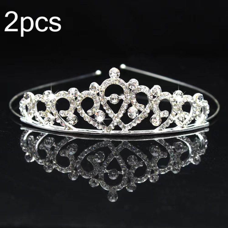 TBD0603156801C.jpg 2 uds., banda para el pelo de corona para niña pequeña, adornos para el pelo de aleación, tocado de diamantes de imitación, Rhinestone Crown C - Imagen 1