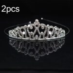 2 uds., banda para el pelo de corona para niña pequeña, adornos para el pelo de aleación, tocado de diamantes de imitación, Rhinestone Crown D