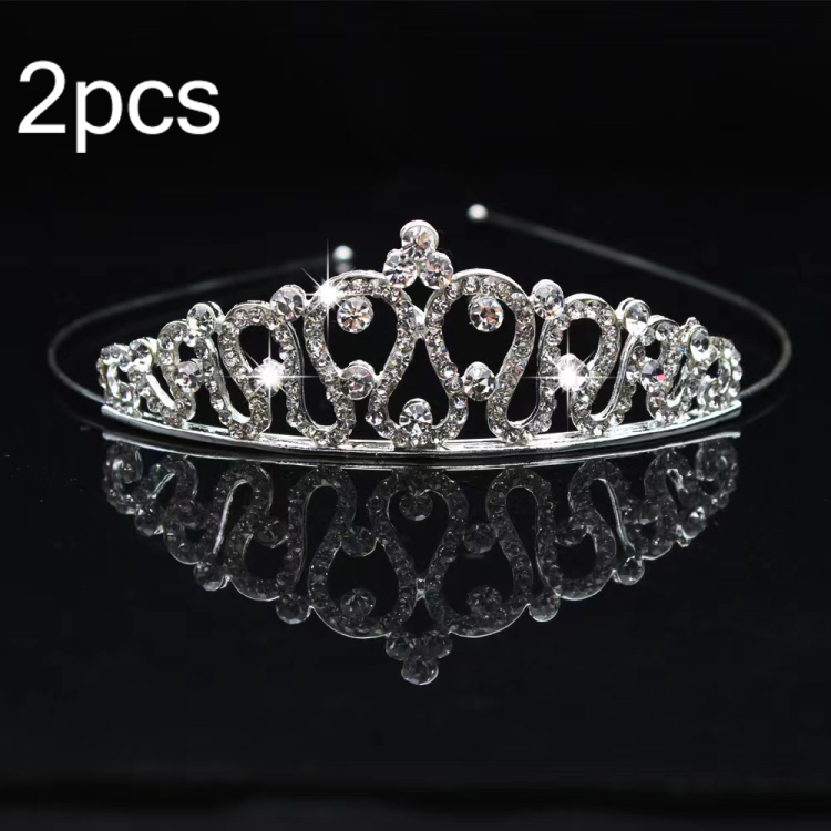 TBD0603156801D.jpg 2 uds., banda para el pelo de corona para niña pequeña, adornos para el pelo de aleación, tocado de diamantes de imitación, Rhinestone Crown D - Imagen 1