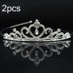 2 uds., banda para el pelo de corona para niña pequeña, adornos para el pelo de aleación, tocado de diamantes de imitación, Rhinestone Crown E