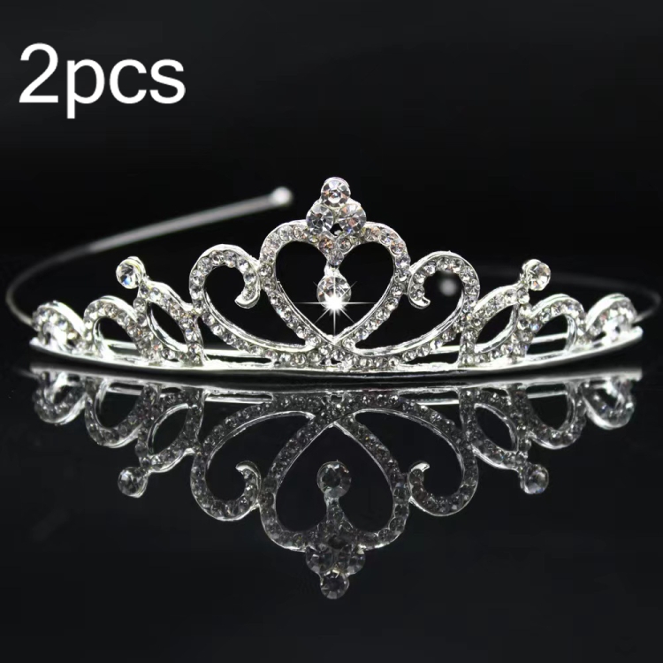 TBD0603156801E.jpg 2 uds., banda para el pelo de corona para niña pequeña, adornos para el pelo de aleación, tocado de diamantes de imitación, Rhinestone Crown E - Imagen 1