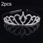 2 uds., banda para el pelo de corona para niña pequeña, adornos para el pelo de aleación, tocado de diamantes de imitación, Rhinestone Crown F