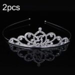2 uds., banda para el pelo de corona para niña pequeña, adornos para el pelo de aleación, tocado de diamantes de imitación, Rhinestone Crown G