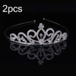 2 uds., banda para el pelo de corona para niña pequeña, adornos para el pelo de aleación, tocado de diamantes de imitación, Rhinestone Crown H