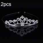 2 uds., banda para el pelo de corona para niña pequeña, adornos para el pelo de aleación, tocado de diamantes de imitación, Rhinestone Crown I