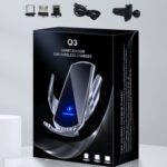 Soporte de teléfono de carga inalámbrica para coche magnético de inducción infrarroja Q3 con Micro USB + 8 pines + conector magnético tipo C/USB-C, Q3 Red - Imagen 7