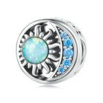 Cuentas de plata esterlina S925 sol estrella luna ópalo pulsera, SCC2418
