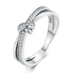 Anillo de plata esterlina S925 con nudo y circonitas que combinan con todo, SCR896