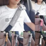 002 Cute Cartoon Thicked Seat Belt Cojín protector antiestrangulado, longitud:, 23cm (Pink Cat) - Imagen 2