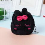 Monedero tridimensional de la llave de la felpa de la historieta de los niños 2pcs, Black Rabbit