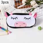 3 uds niños lindo Animal felpa lápiz bolsa papelería bolsa de almacenamiento, Dairy Cow
