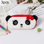 3 uds niños lindo Animal felpa lápiz bolsa papelería bolsa de almacenamiento, Female Panda