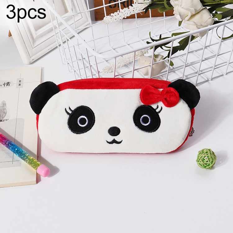 TBD0603209605.jpg 3 uds niños lindo Animal felpa lápiz bolsa papelería bolsa de almacenamiento, Female Panda - Imagen 1